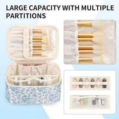 OCHEAL pochette maquillage avec diviseurs, organise les pinceaux lors des déplacements.