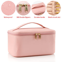 OCHEAL pochette maquillage rose – emplacement pinceaux dédié pour les protéger