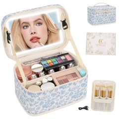 OCHEAL trousse maquillage avec miroir LED ouvert, accès rapide au contenu.