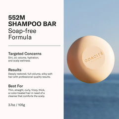 ODACITE barre shampoing argan coco texture onctueuse et mousse généreuse.