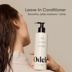 Application sur cheveux humides avec Odele, douceur et démêlage facilités.