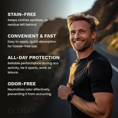 O'DEO spray sans aluminium en action, application discrète.