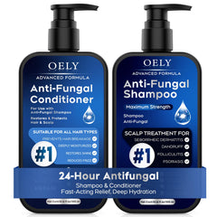 Oely shampooing antifongique en bouteille pour cuir chevelu sain et fraîcheur durable.