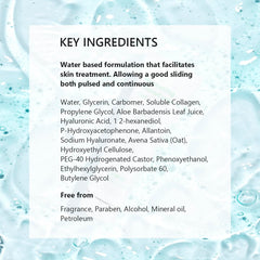 Application précise avec le gel hydratant Oeneis sur la peau avant microcourant.