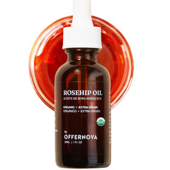 Offernova huile de rose musquée, bouteille 1oz, revitalise la peau et uniformise le teint.