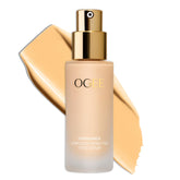 Ogee Complexion Perfecting Foundation sur bouteille, teint uniforme et naturel.