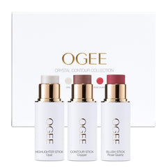 Ogee Bronzer Stick Visage Crystal Trio – éclat naturel et contour précis