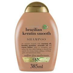 OGX Ever Straight shampoo bouteille: brillance et douceur pour cheveux épais.