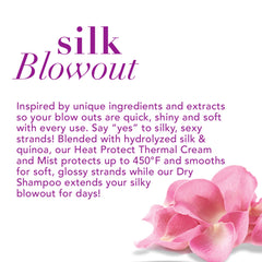 OGX Protecting + Silk Blowout flacon-utilisation, application facilitant le séchage rapide