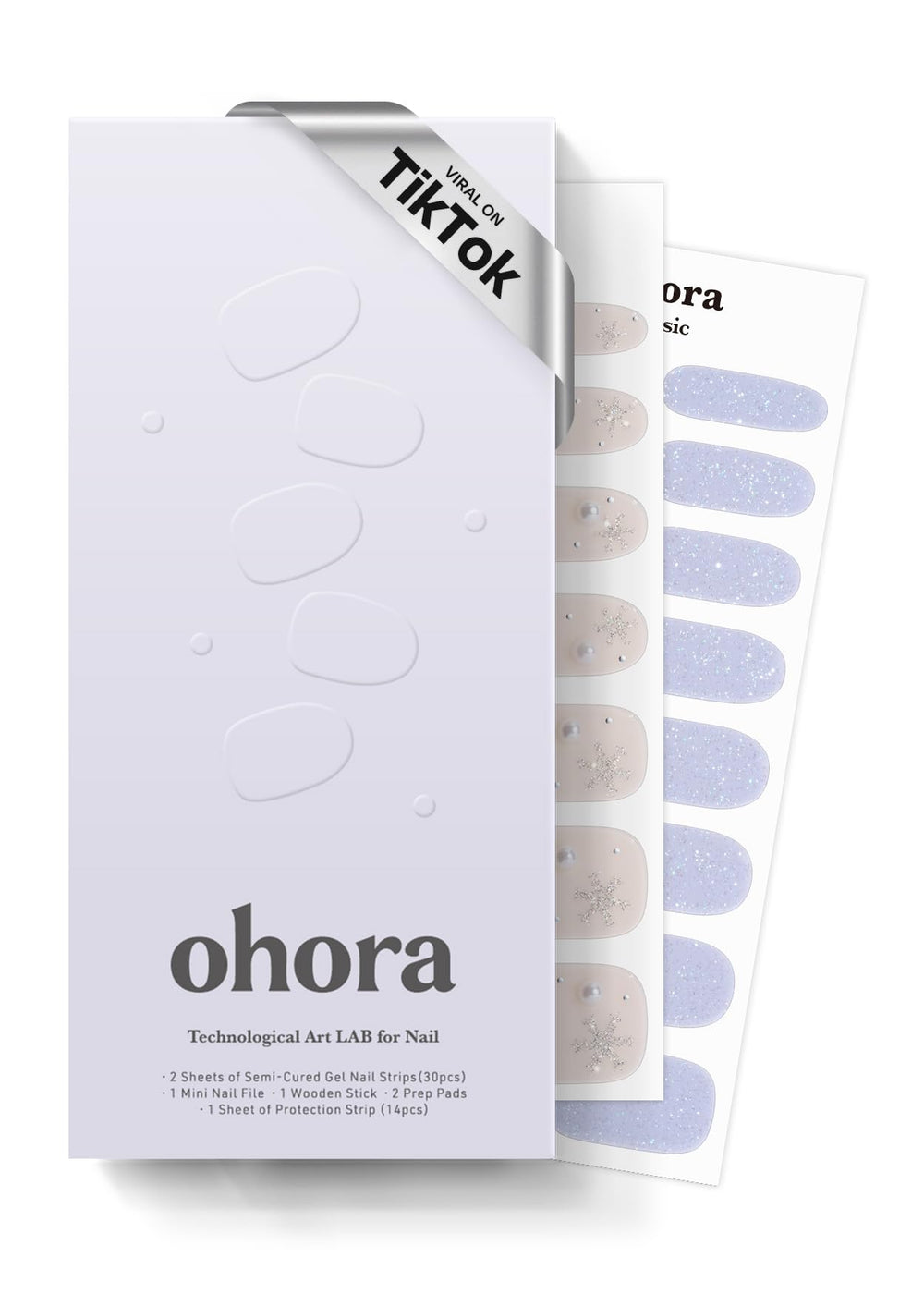 Ohora Bandes Ongles Semi-Cuits N Frozen Mirror – ensemble complet prêt à poser