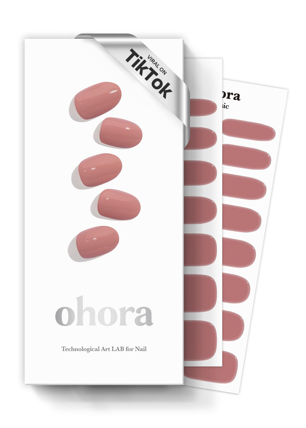 ohora bandes ongles gel semi-cuits ash pink emballage prêt à l'emploi et facile à utiliser.