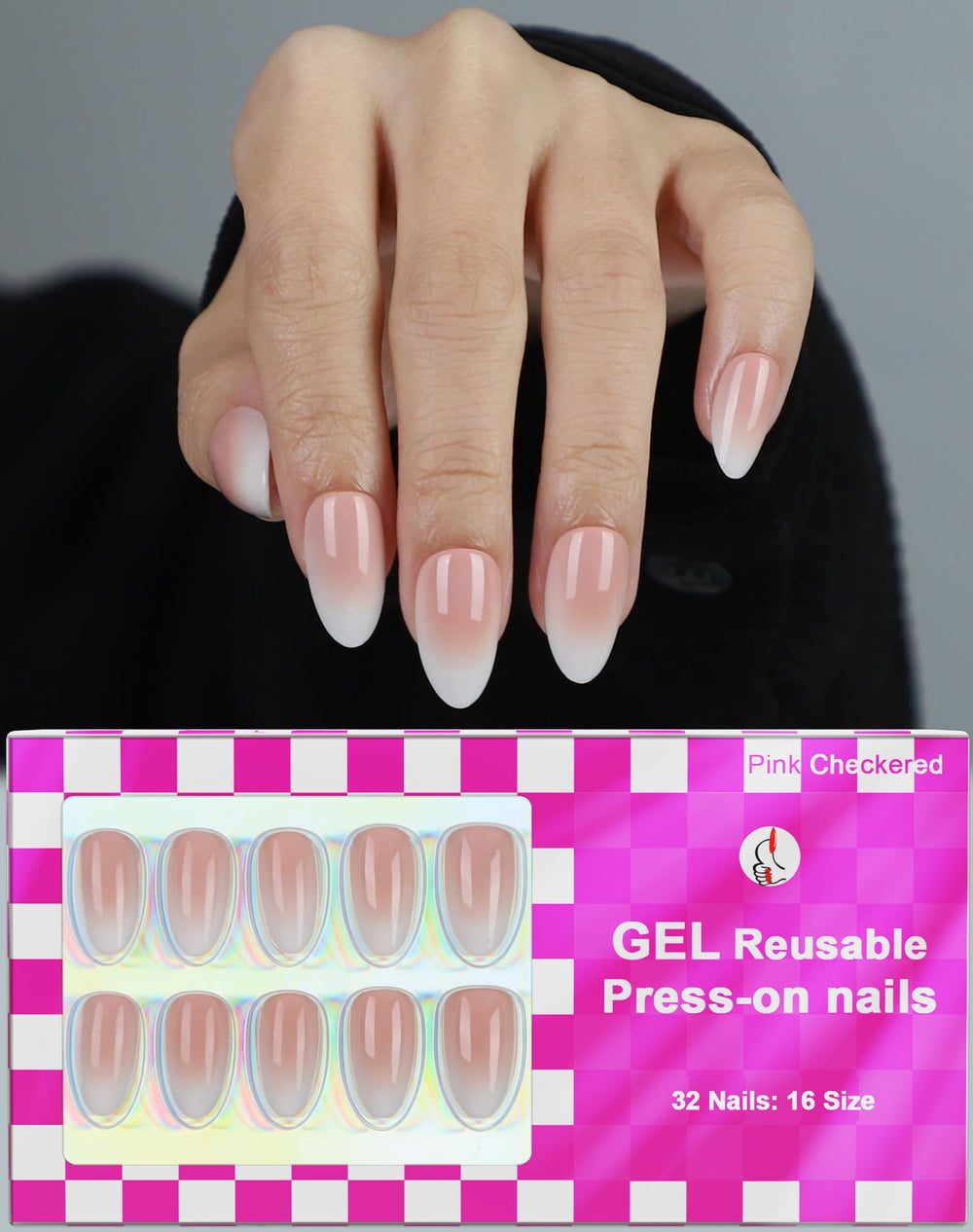 Oifen ongles ombre pêche rose brillant, look élégant et durable.