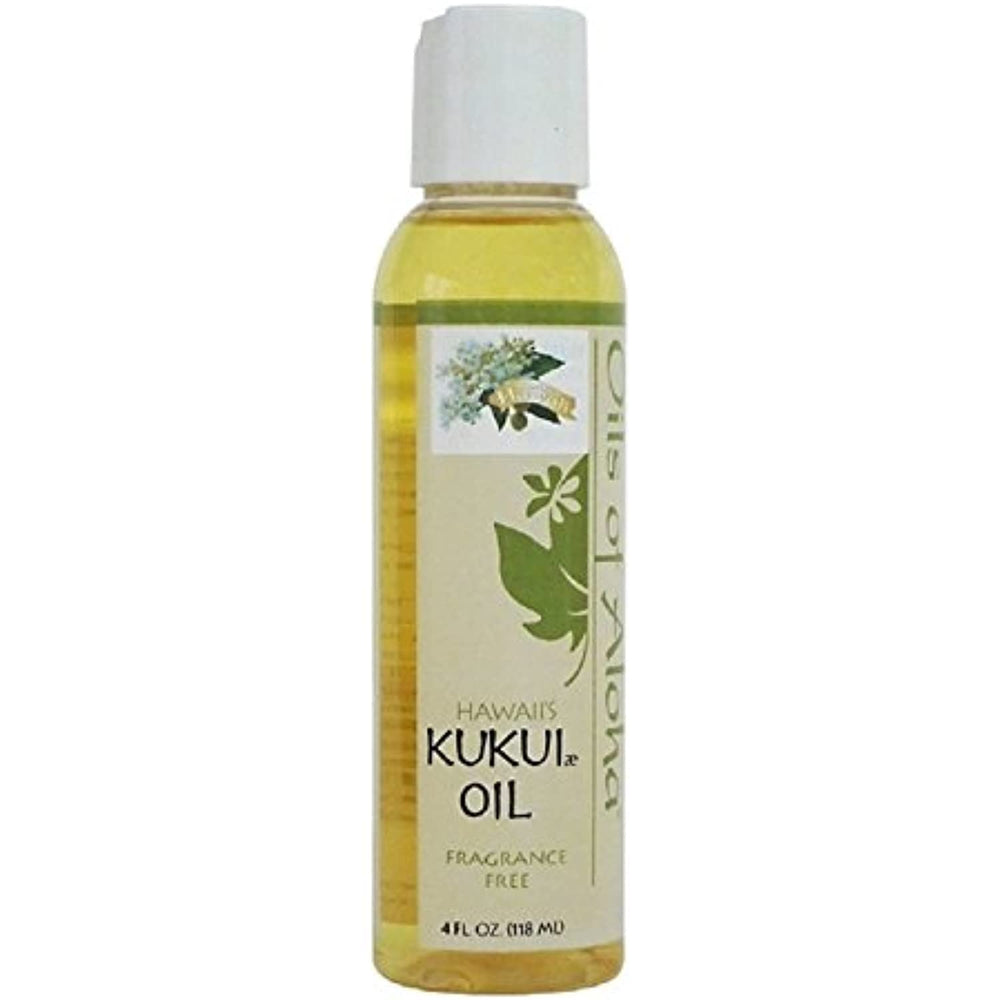 Huile Kukui Oils of Aloha sans parfum sur bouteille, hydratation légère