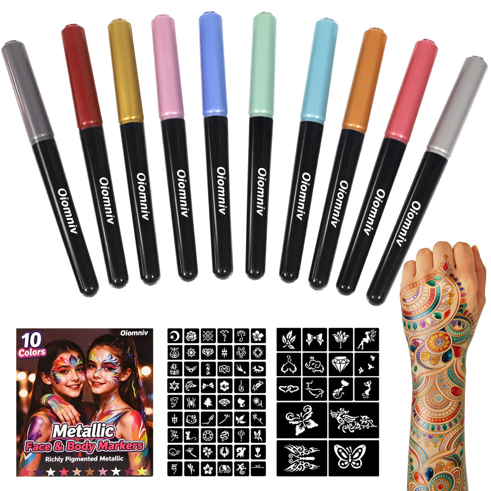 Oiomniv ensemble complet de stylos tatouage métallique pour créations corporelles.