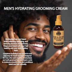 OKAY lotion barbe-cheveux flacon : beurre-de-shea pour nourrissement.