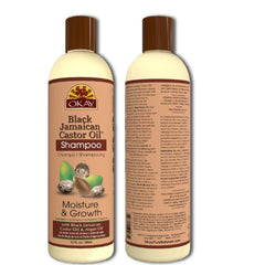 OKAY Shampoing Ricin Noir Jamaïcain – application fluide sur le cuir chevelu.