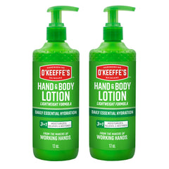 O'Keeffe's Lotion Mains et Corps avec pompe, hydratation rapide et durable.