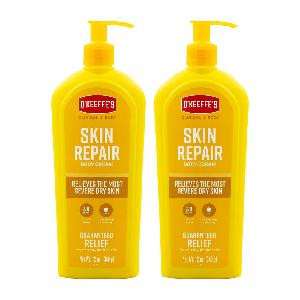 O'Keeffe's Skin Repair Lotion: bouteille blanche et hydratation durable pour peaux très sèches.