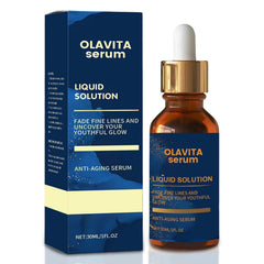 Olavita Serum bottle on white background for daily, easy skincare.