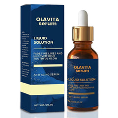 Olavita Serum montre la bouteille prête à l’application sur le visage, hydratation rapide.