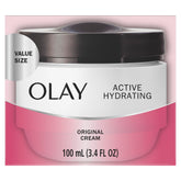 Olay Active Hydrating Cream jar-front packaging shown for long-lasting moisture