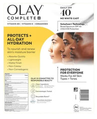 OLAY Complete SPF40 – application rapide sans voile blanc pour la routine matin.