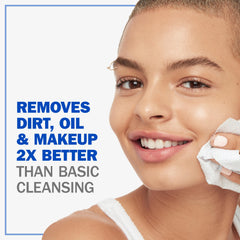 Lingettes démaquillantes Olay 5-en-1 prêtes à l’emploi pour nettoyer et tonifier.