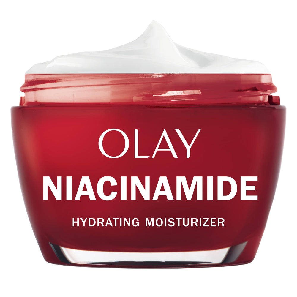 Olay Niacinamide Visage Crème — application matin pour hydratation légère sans gras.
