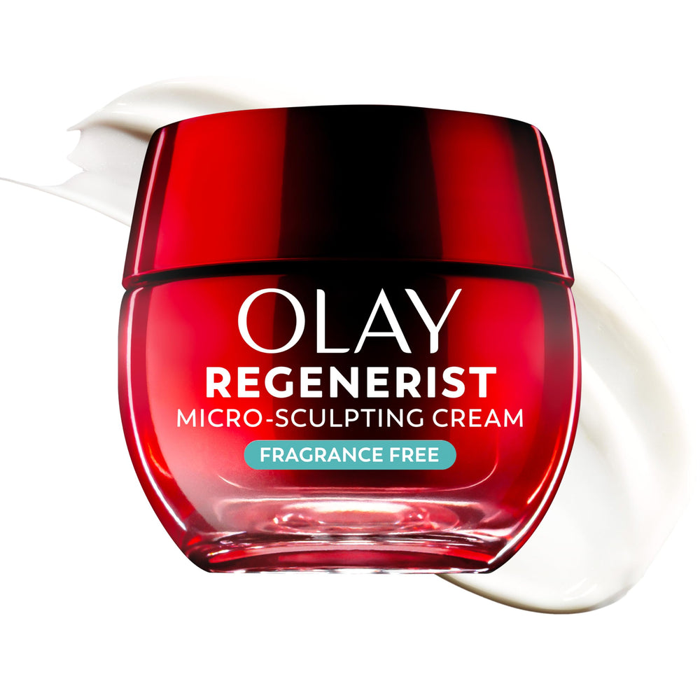 Olay Regenerist Crème Visage, pot rouge, hydratation durable pour peau mature.