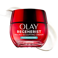 Olay Regenerist Crème Visage, pot rouge, hydratation durable pour peau mature.