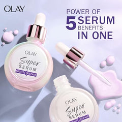 Texture crème veloutee d Olay Nuit Réparation, application douce et facile.