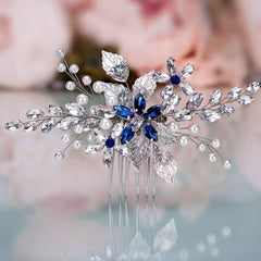 Olbye peigne mariage bleu strass argent: détail élégant pour rehausser la coiffure