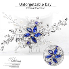 Olbye peigne strass bleu argent: accessoire coiffe pour cérémonies et fêtes