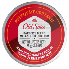 Visuel du pot Old Spice Barber's Blend Putty montrant une tenue haute.