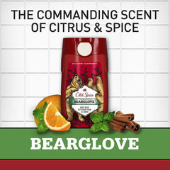 Old Spice Bearglove gel douche – texture rafraîchissante visible sur la lèvre du flacon.