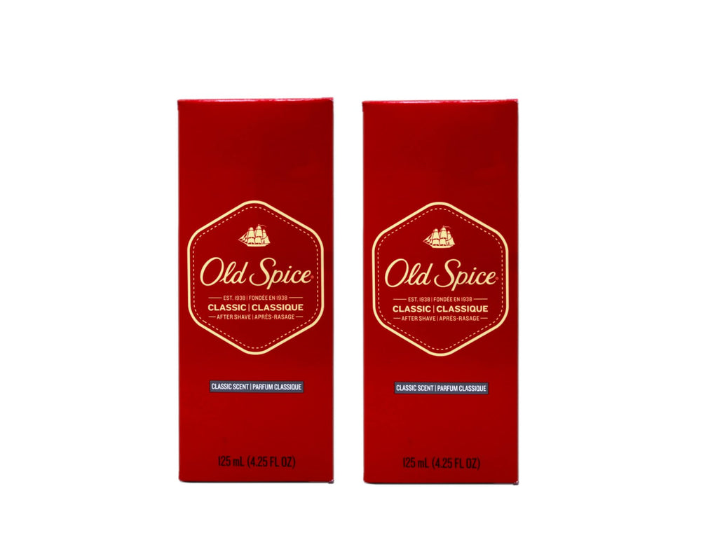 Old Spice Classic après-rasage, bouteille en verre prête pour une application rapide après rasage.