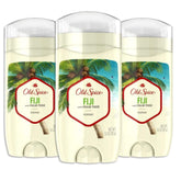 Old Spice Fiji déodorant sans aluminium, bouteille évoquant une fraîcheur tropicale.
