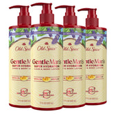 Old Spice Lotion Lavande Menthe, bouteille ouverte prête à l'application rapide et hydratante.
