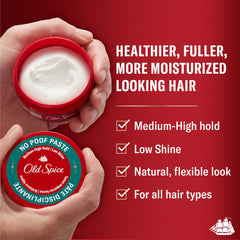 Texture crèmeuse de Old Spice No-Poof Paste facilitant application.
