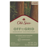 Old Spice Savon-barre Off the Grid emballage: nettoyage durable et fraîcheur boisée.