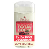 Old Spice Total Body Deodorant Stick packaging with Black Cherry + Bourbon scent.