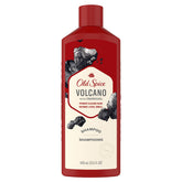 Old Spice Volcano with Charcoal bottle front, bold citrus-amber scent for a refreshed wash