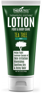 Oleavine Tea Tree Lotion bottle front view for soothing foot and body care