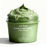 OLELON Masque Bulle Basilic Sacré en action, purifiant les pores et offrant une sensation nette.