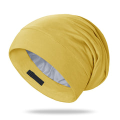 OLESILK bonnet en soie de mûrier jaune, douceur nocturne protégeant les cheveux.
