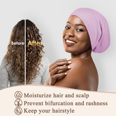 OLESILK bonnet soie violet, protection des cheveux contre les frottements