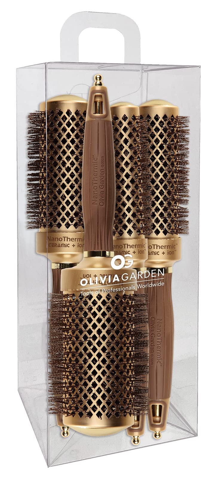 Brosse Olivia Garden Nanothermic, brosse ronde en céramique et ionique pour volume et brillance.