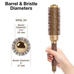 Olivia Garden NTXL-34, brosse thermique, réduit les frisottis et la casse pendant le brushing.