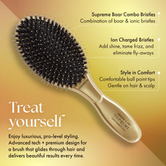 Olivia Garden soft cushioned base protects scalp during brushing.