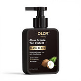 Lotion auto-bronzante OLOV BEAUTY — flacon élégant prêt à l’emploi pour un teint naturel.
